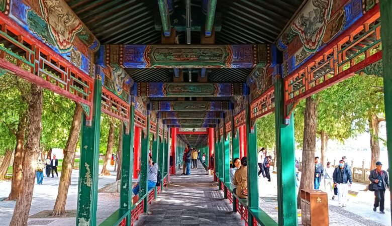 La longue galerie au Palais d'été à Pékin